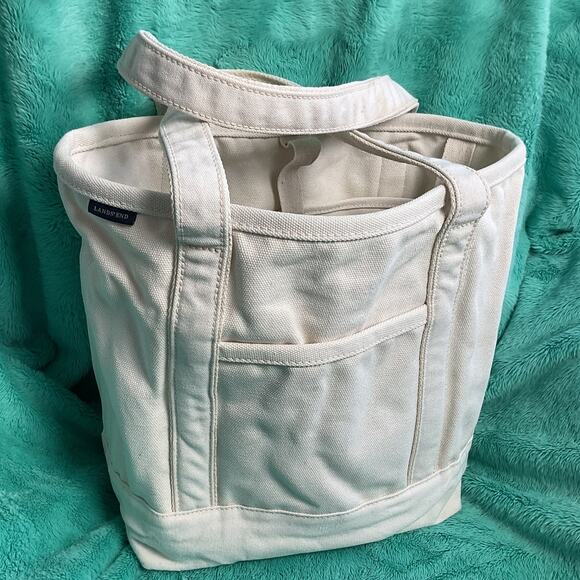 Lands end Handbags - Lands End Durable Canvas Tote Bag Pure Cotton White 62830